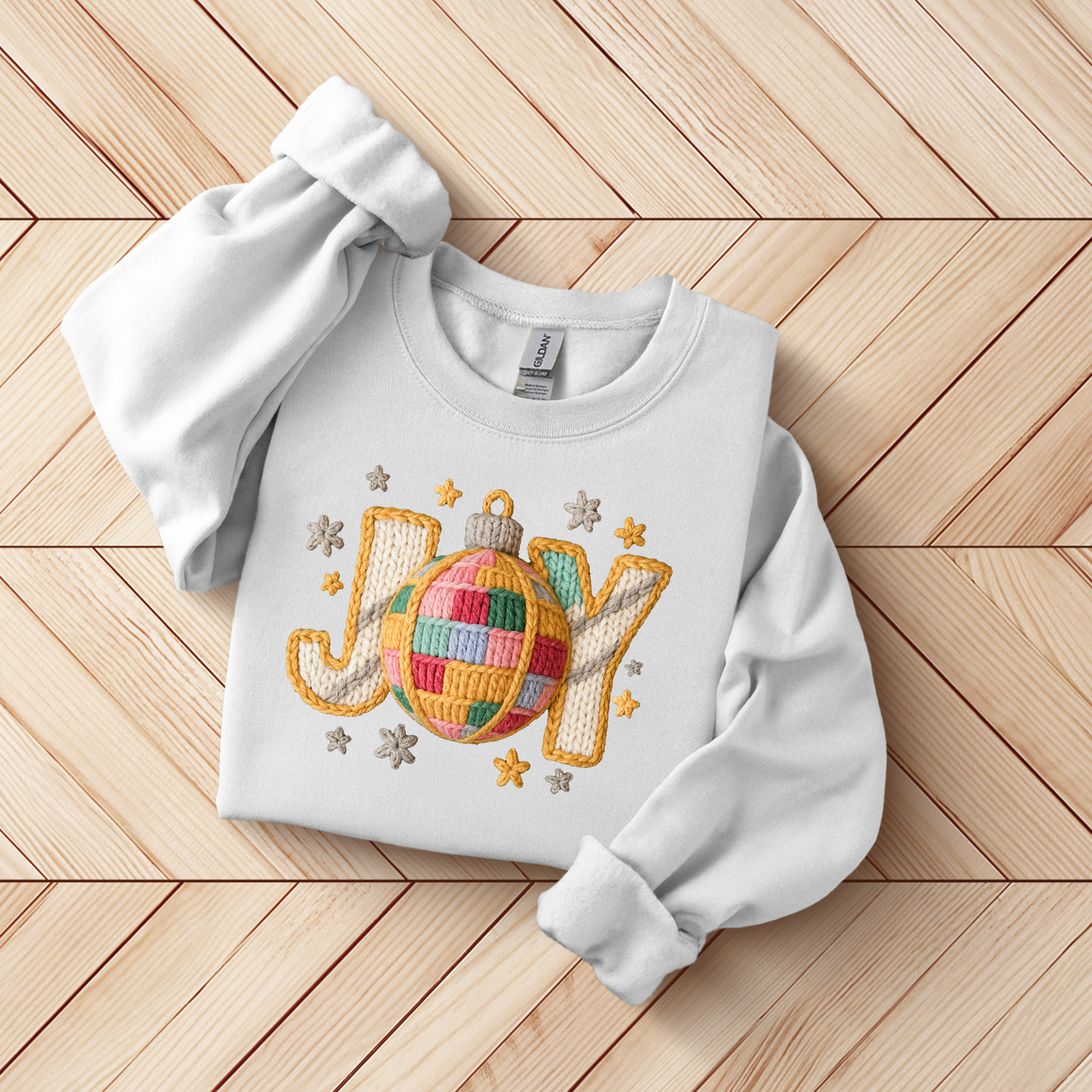 Joy Faux Yarn Graphic Crew Neck