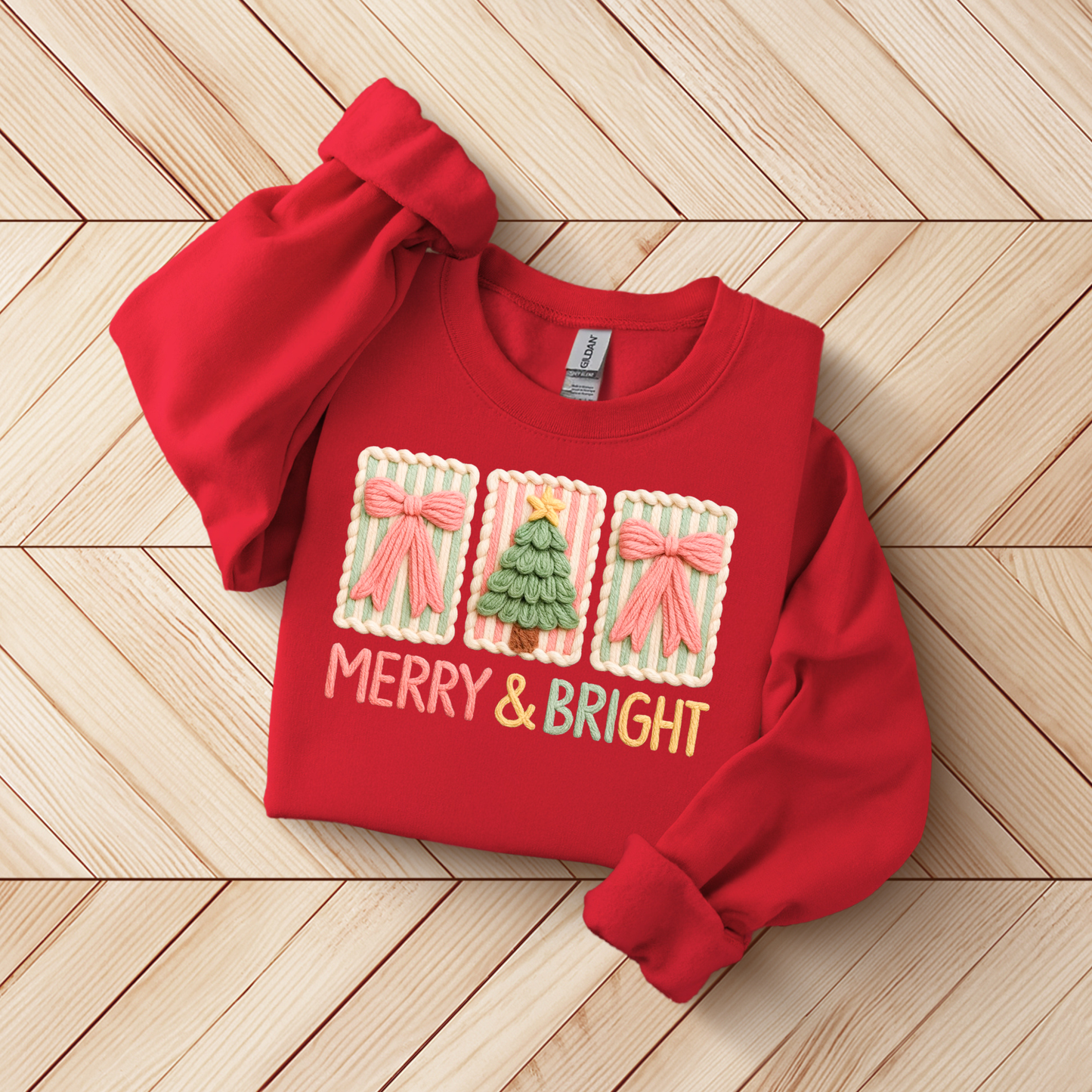 Merry and Bright Faux Yarn Sweatshirt