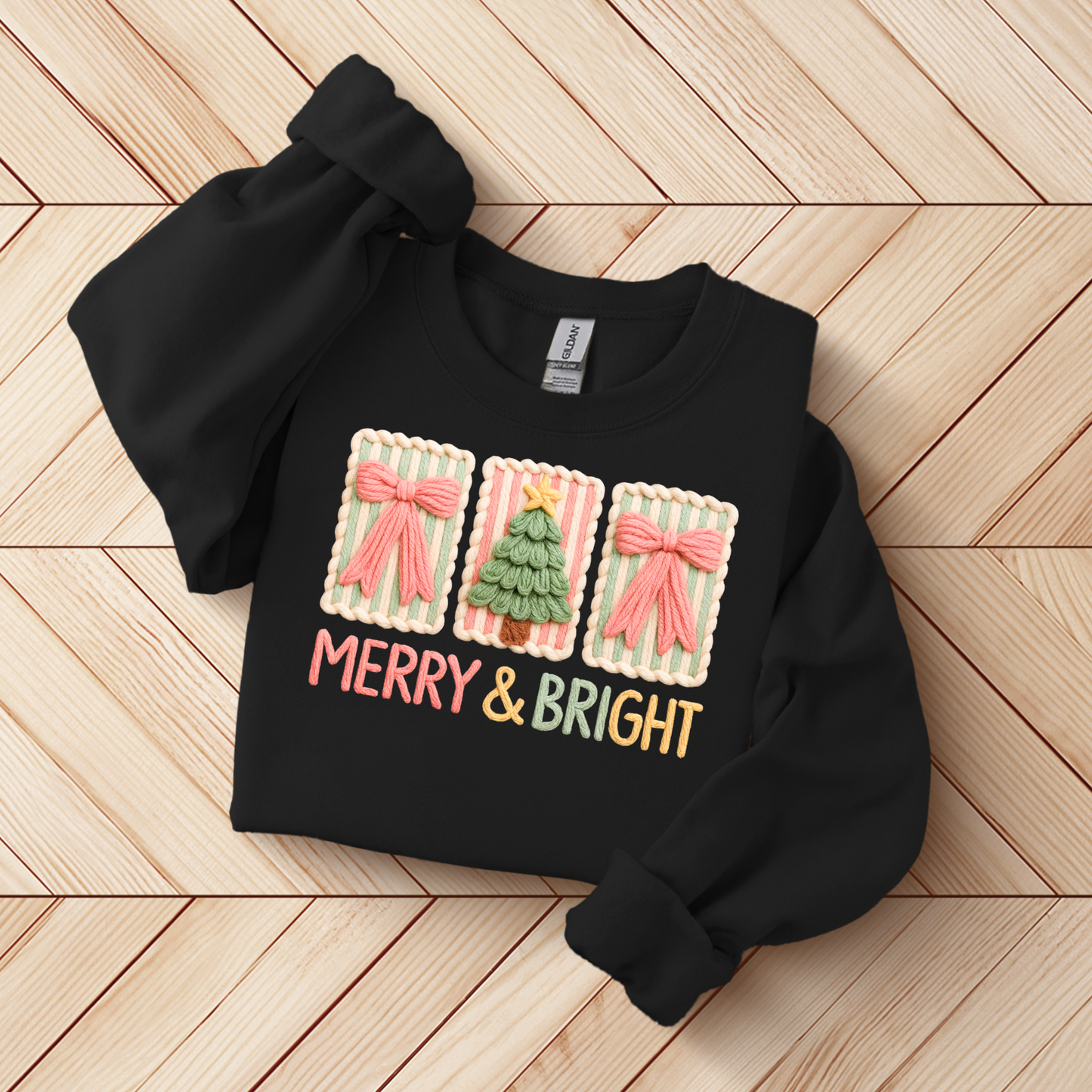 Merry and Bright Faux Yarn Sweatshirt