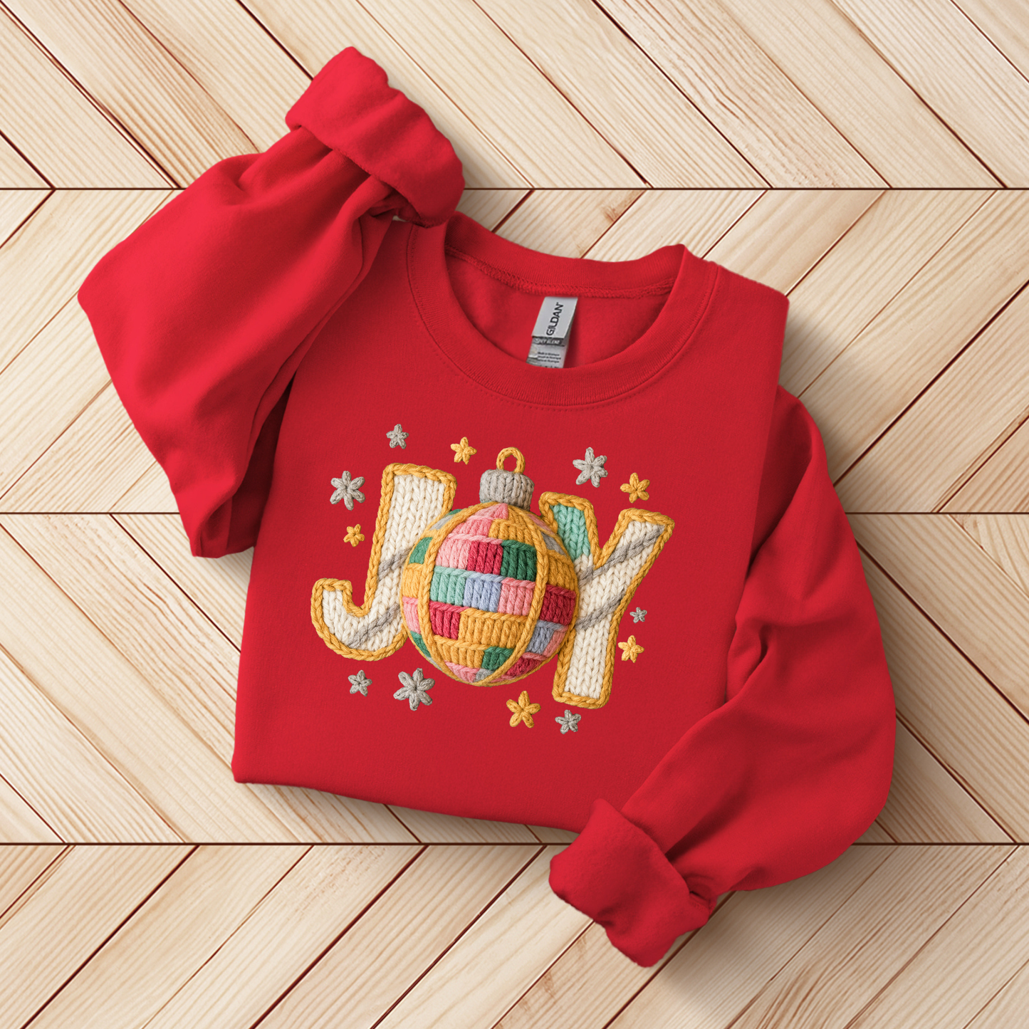 Joy Faux Yarn Graphic Crew Neck