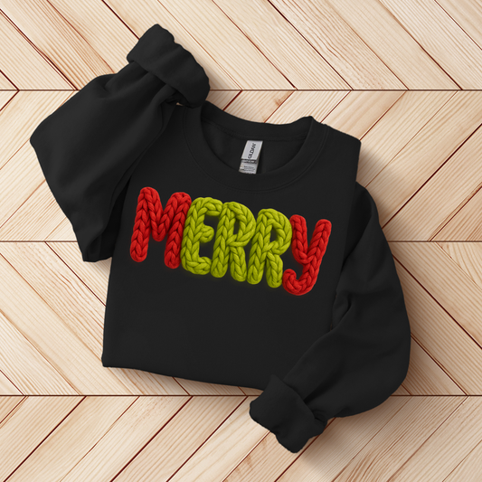 The Textured Knit 'MERRY' Crewneck