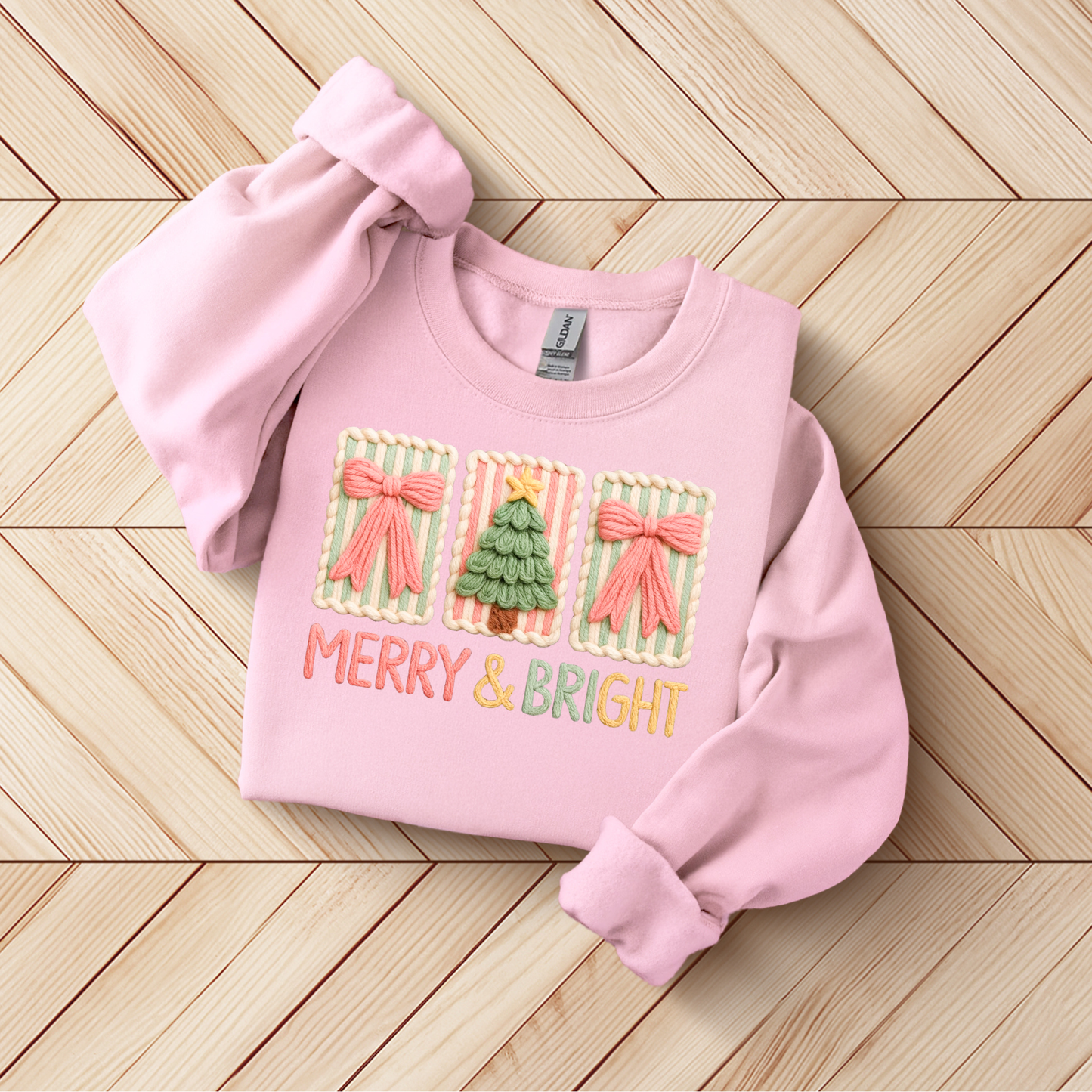 Merry and Bright Faux Yarn Sweatshirt