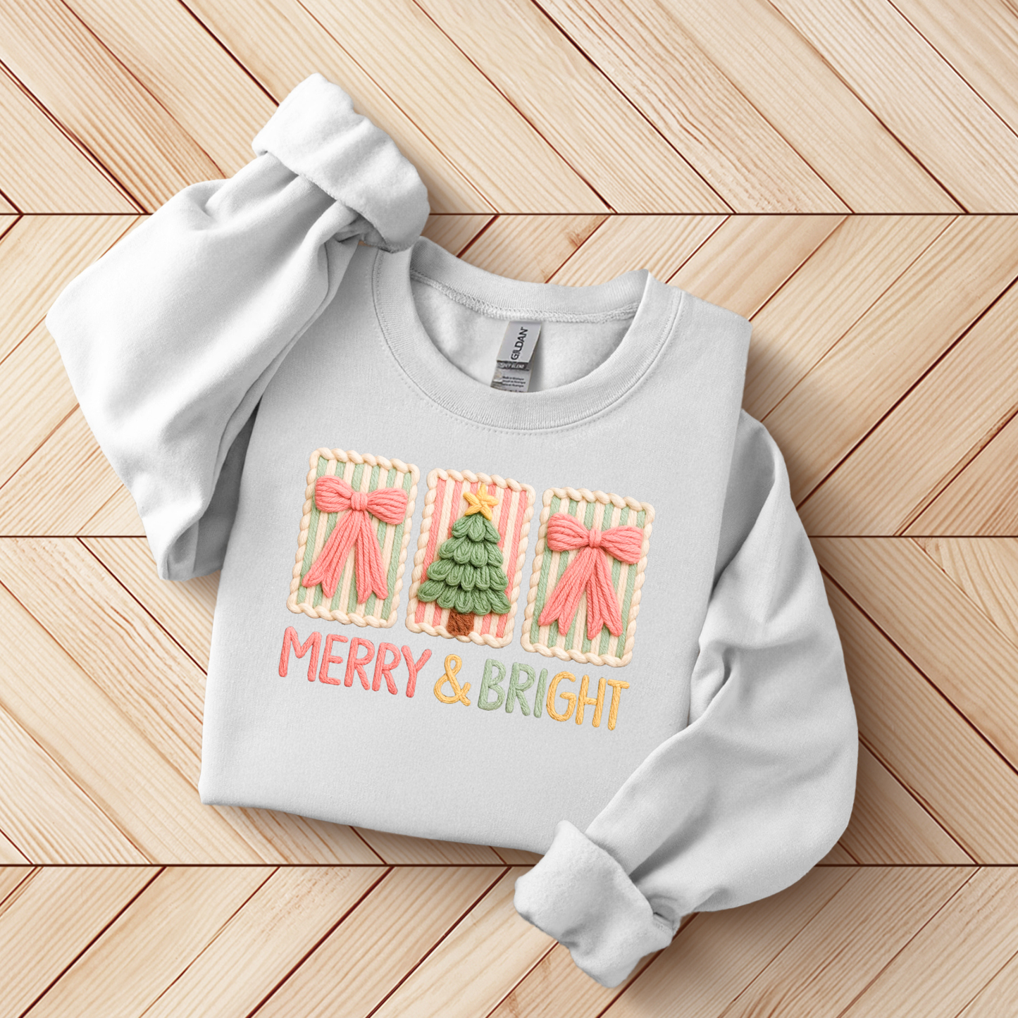 Merry and Bright Faux Yarn Sweatshirt
