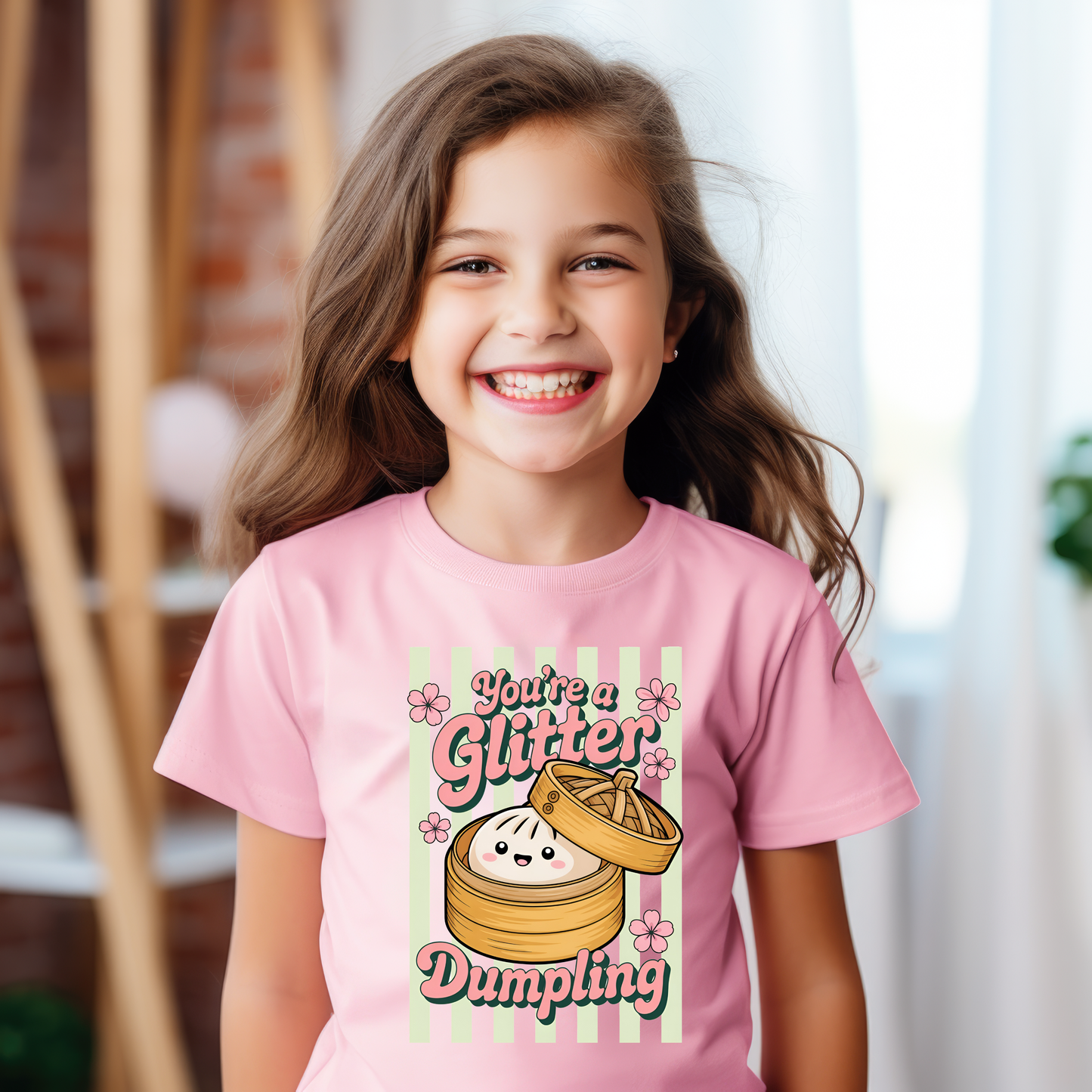 You’re a Glitter Dumpling Kids Graphic Tee – Cute Kawaii Food Shirt for Girls