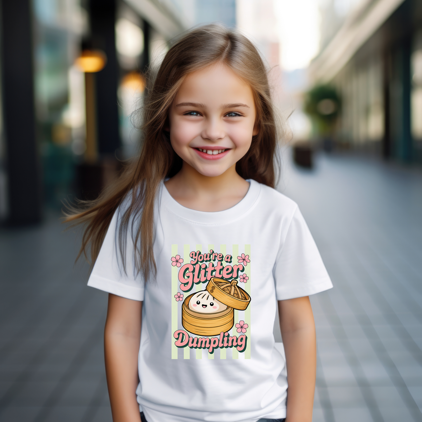 You’re a Glitter Dumpling Kids Graphic Tee – Cute Kawaii Food Shirt for Girls