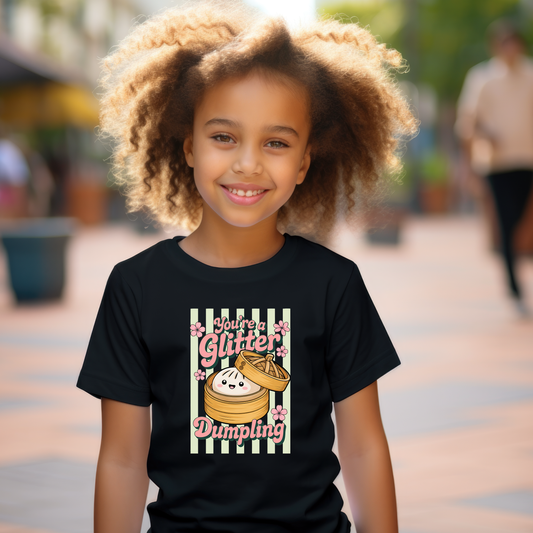 You’re a Glitter Dumpling Kids Graphic Tee – Cute Kawaii Food Shirt for Girls