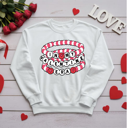 In My Valentine Era – Beaded Bracelet Aesthetic Crewneck Sweatshirt