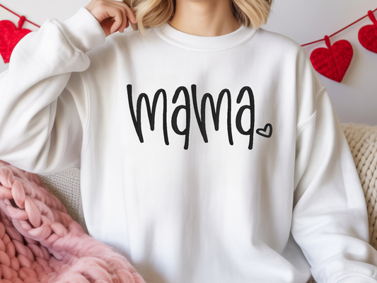 Mama Hand-lettered Embroidered Crewneck